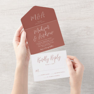 Simple Script Rust Wedding All In One Invitation