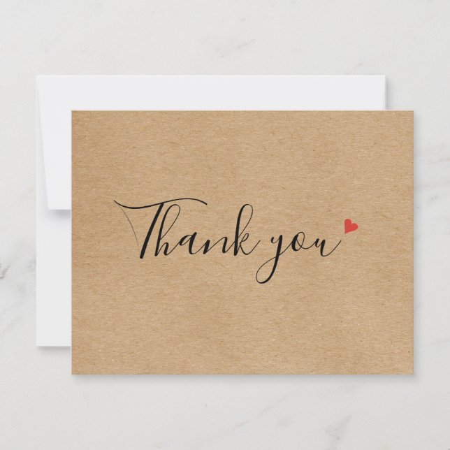 Simple Script Rustic Kraft Business Thank You Card (Front)