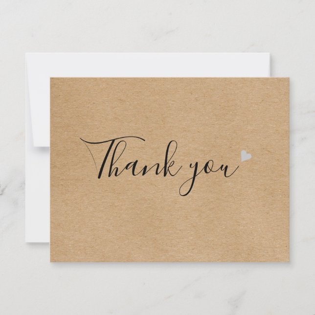 Simple Script Rustic Kraft Business Thank You Card (Front)