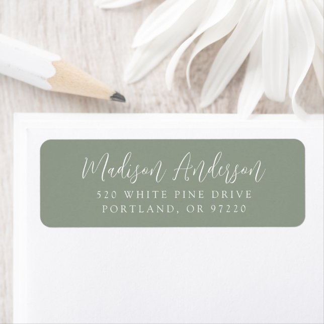 Simple Script Sage Green Return Address (Insitu)