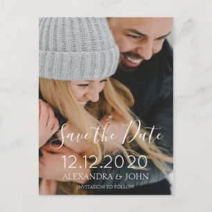 Simple Script Save the Date Photo Invitation