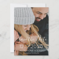 Simple Script Save the Date Photo Invitation