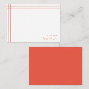 Simple Script Scarlet Orange 2 Side Double Border Card