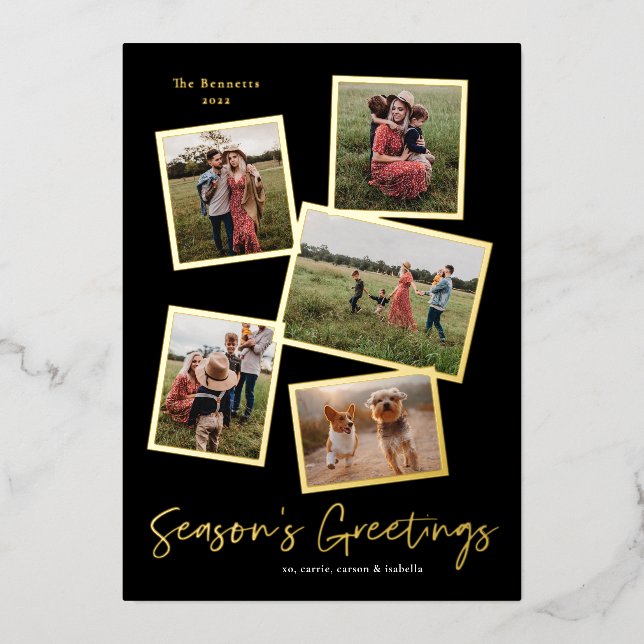 Simple Script Season's Greetings 5 Photo Collage (Front)