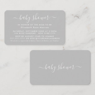 Simple Script - Silver & White Baby Shower Invite
