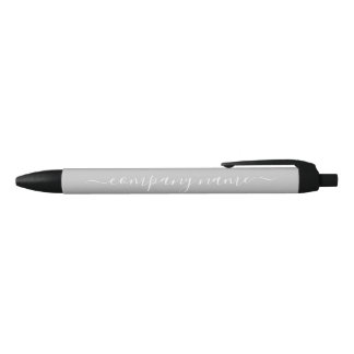 Simple Script - Silver & White - Company/Event Black Ink Pen