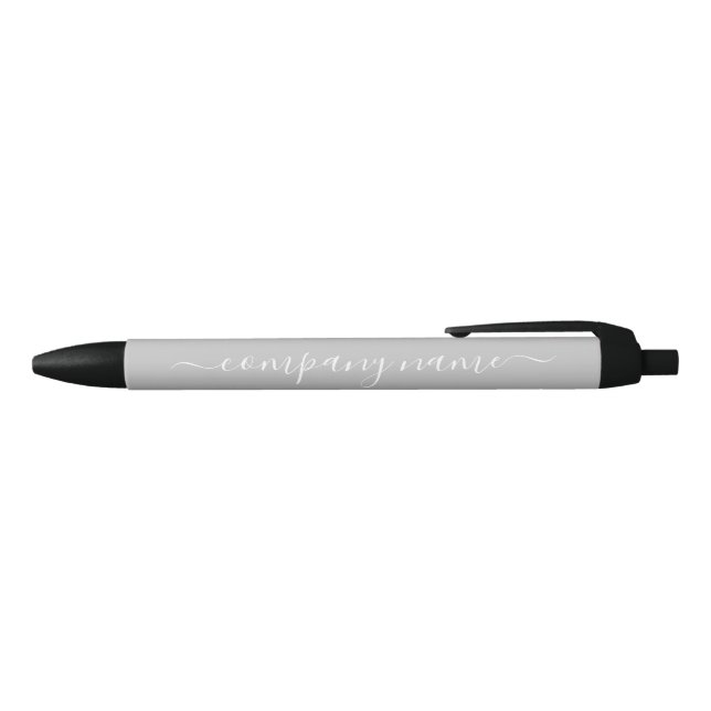 Simple Script - Silver & White - Company/Event Black Ink Pen (Top)