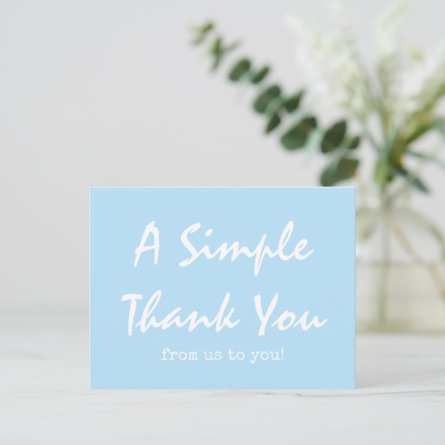 Simple Script Sky Blue Business Thank You Postcard (Standing Front)