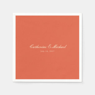 Simple Script Sunset Orange Wedding Napkin