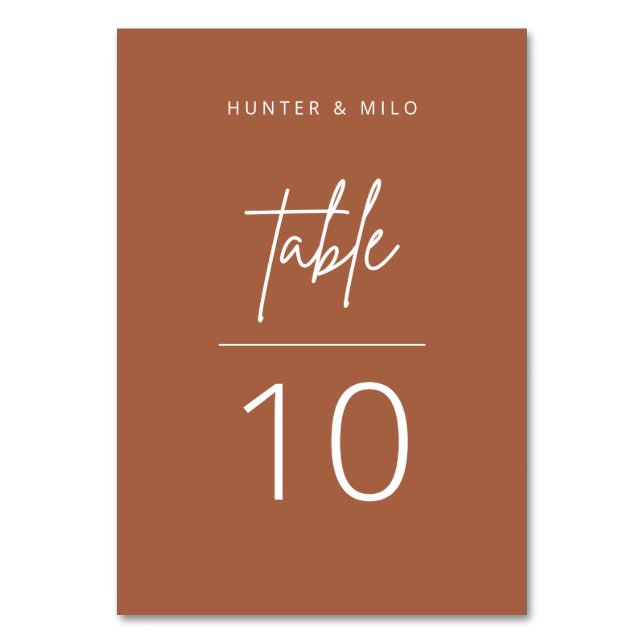 Simple Script Table Number Wedding Reception Sign (Front)