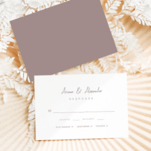 Simple Script Taupe Wedding RSVP Card