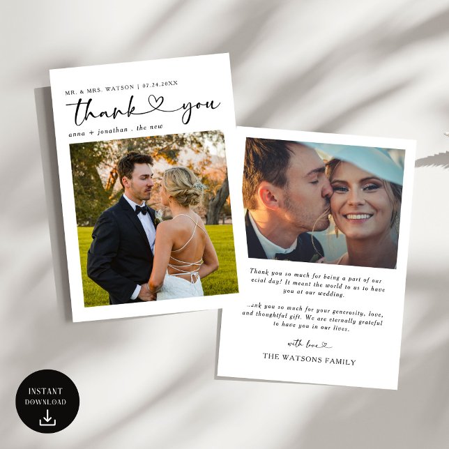 Simple Script Text and Photo Wedding Thank You (Creator Uploaded)