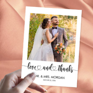 Simple Script Text and Photo Wedding Thank You Postcard