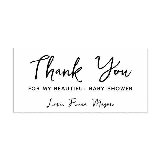 Simple Script Thank You Baby Shower Personalised Rubber Stamp (Imprint)