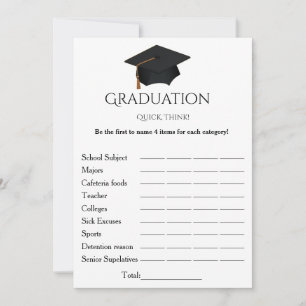 Simple script think quick graduation party game invitation