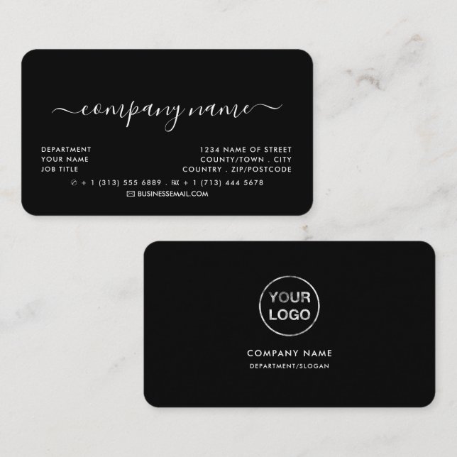 Simple Script Typography - Logo - Black & White Business Card (Front/Back)