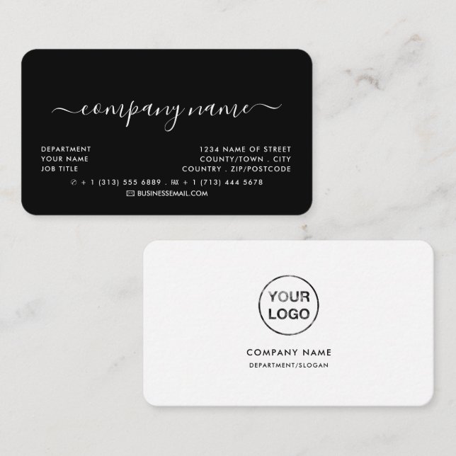 Simple Script Typography - Logo - Black & White Business Card (Front/Back)
