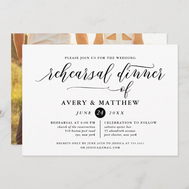 Simple Script Typography | Photo Rehearsal Dinner Invitation (Front/Back)