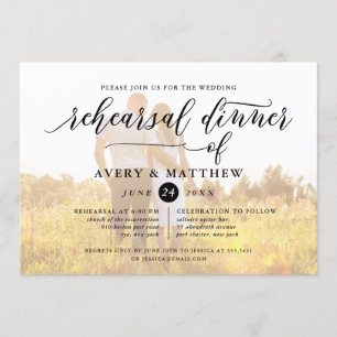 Simple Script Typography   Photo Rehearsal Dinner Invitation