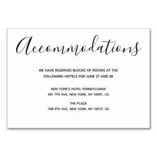 Simple Script Wedding Accommodation Cards