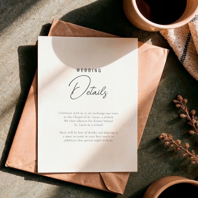 Simple Script Wedding Details Enclosure Card (Creator Uploaded)