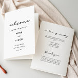 Simple script wedding folded program programme<br><div class="desc">A very simple and elegant typography that will suit your chic wedding! Fully customisable colours.</div>