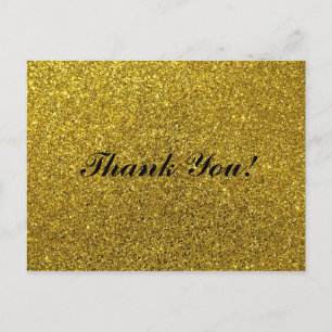 Simple script - wedding golden glitter Thank You Postcard