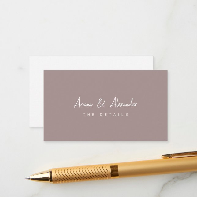 Simple Script Wedding Guest Detail Enclosure Card (Front/Back In Situ)