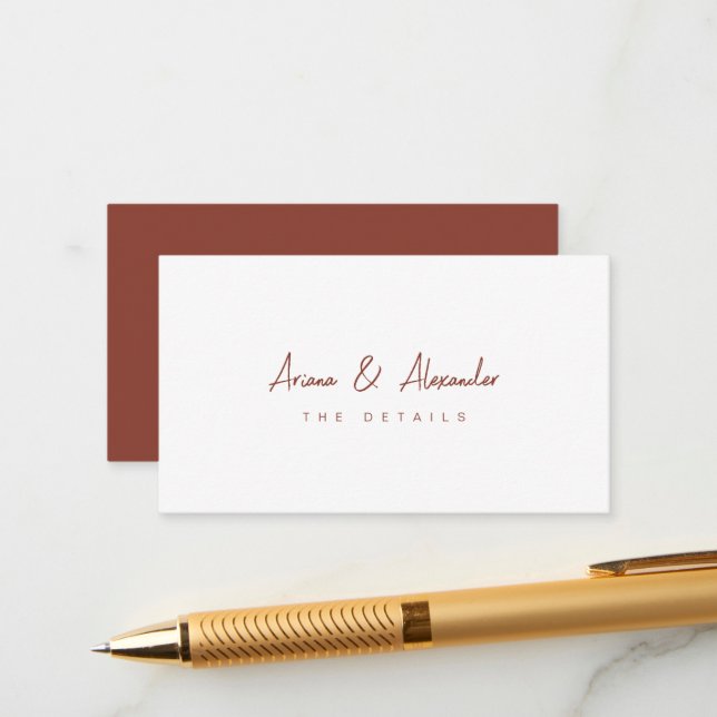 Simple Script Wedding Guest Detail Enclosure Card (Front/Back In Situ)