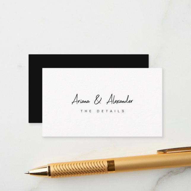 Simple Script Wedding Guest Detail Enclosure Card (Front/Back In Situ)