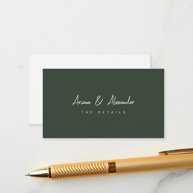 Simple Script Wedding Guest Detail Enclosure Card (Front/Back In Situ)