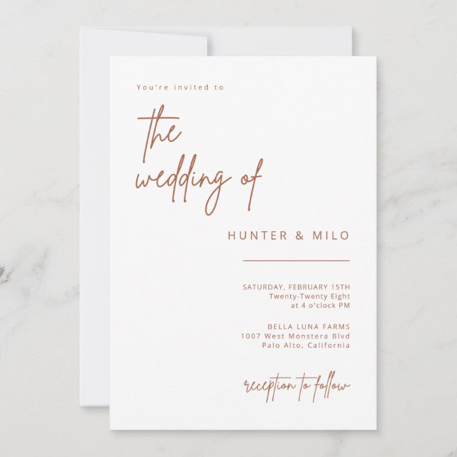 Simple Script Wedding Invitation Announcement Card (Front)