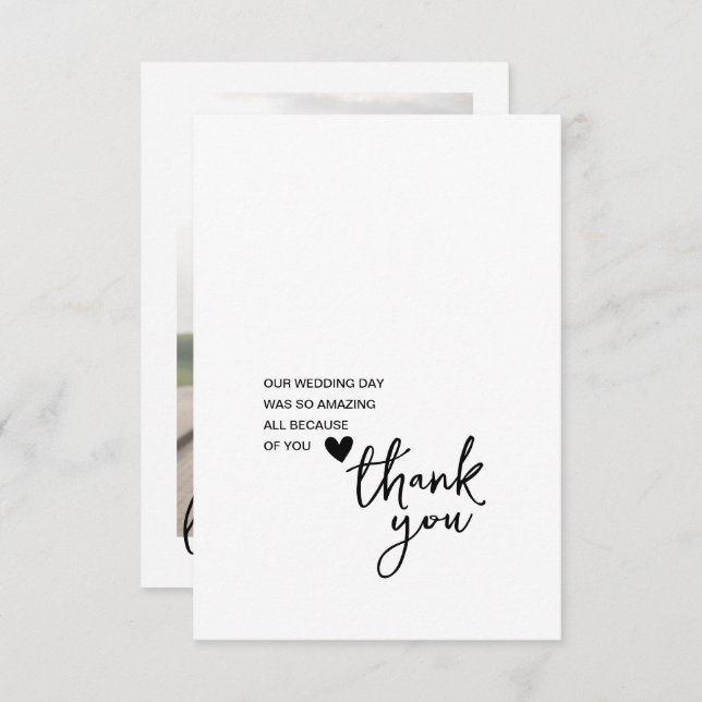 Simple Script Wedding Message Photo Thank You Card (Front/Back)