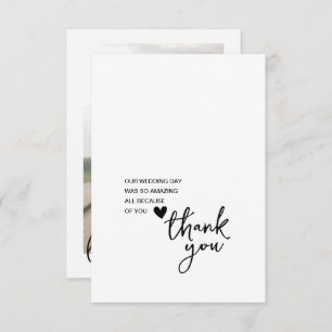 Simple Script Wedding Message Photo Thank You Card