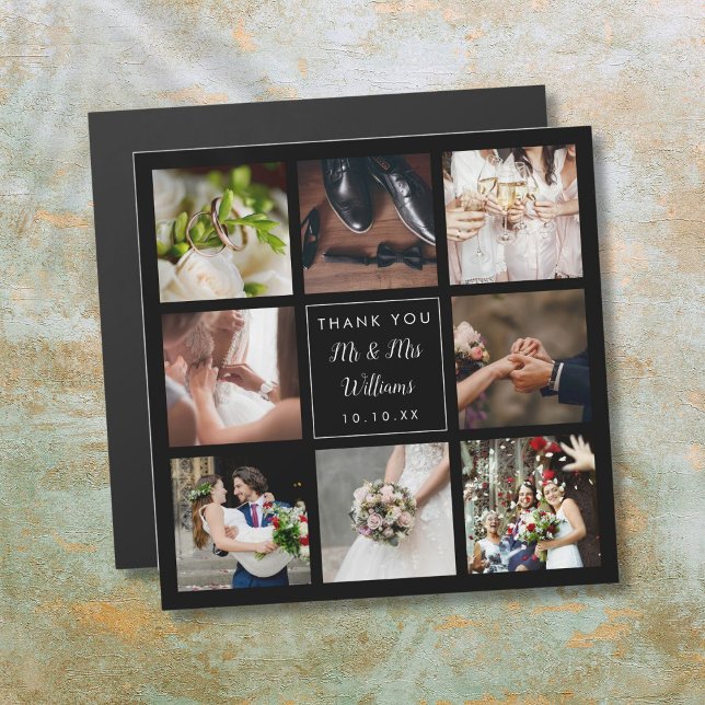 Simple Script Wedding Photo Collage Thank You  (Simple Script Wedding Photo Collage Thank You)
