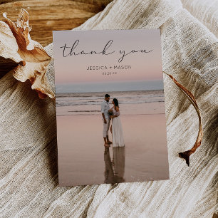 Simple Script Wedding Photo Thank You Card
