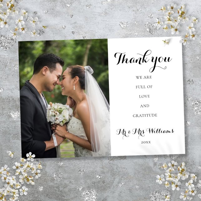 Simple Script Wedding Photo Thank You Card (Simple Script Wedding Photo Thank You Card)