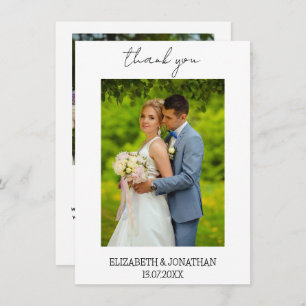 Simple Script Wedding Photo Thank You Card