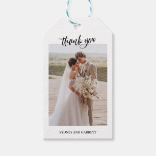 Simple Script Wedding Photo Thank You Gift Tag
