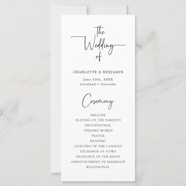 Simple Script Wedding Program (Front)