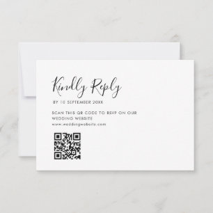 simple script wedding QR code RSVP card