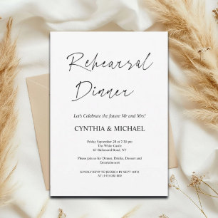 Simple Script Wedding Rehearsal Dinner Invitation