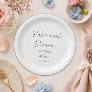 Simple Script Wedding Rehearsal Dinner Paper Plate