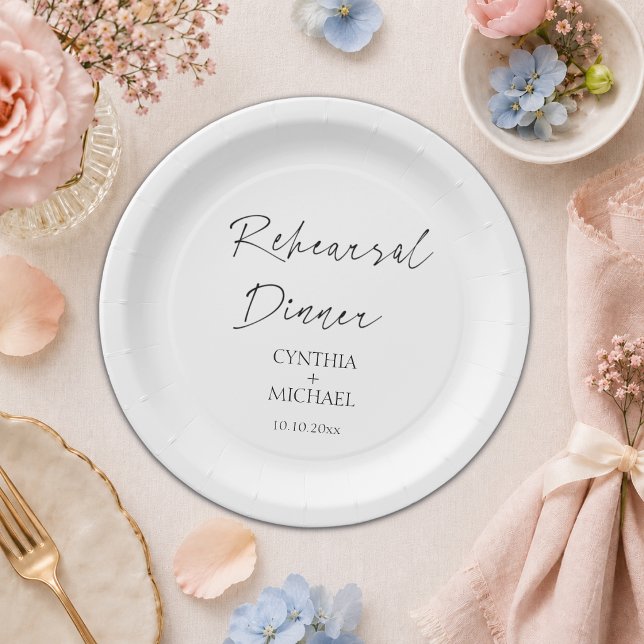 Simple Script Wedding Rehearsal Dinner Paper Plate (Creator Uploaded)