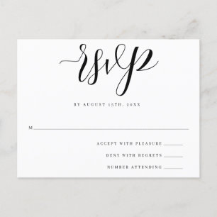 Simple Script Wedding Response RSVP Card Postcard 