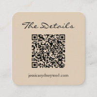 Simple Script Wedding RSVP Details QR Code Beige