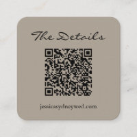 Simple Script Wedding RSVP Details QR Code Taupe
