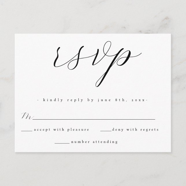 Simple Script Wedding RSVP Response Card Postcard (Front)