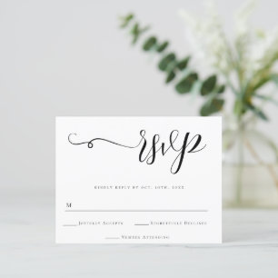 Simple Script Wedding RSVP Response Card Postcard