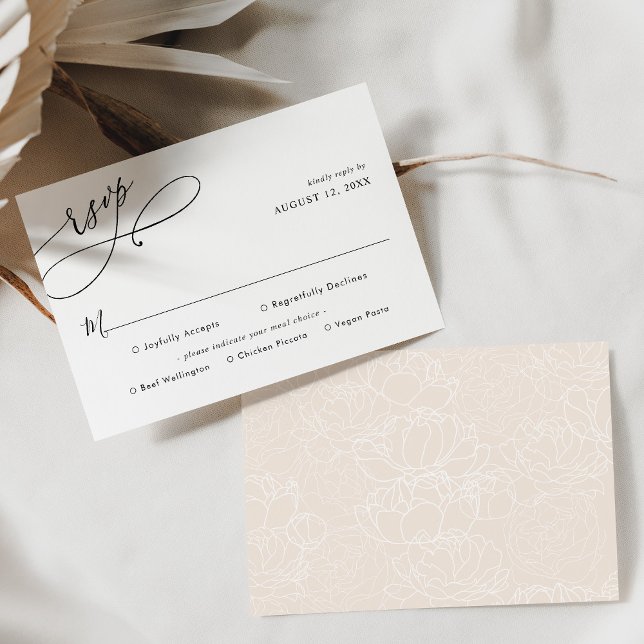 Simple Script Wedding Rsvp with Meal Options Card (Creator Uploaded)